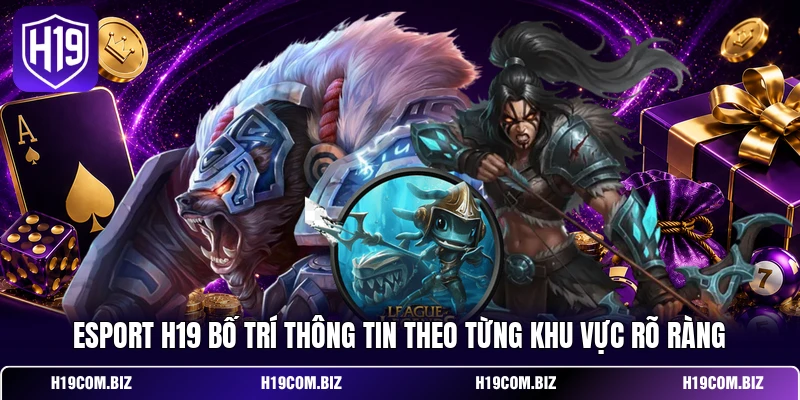 Esport H19 bố trí thông tin theo từng khu vực rõ ràng